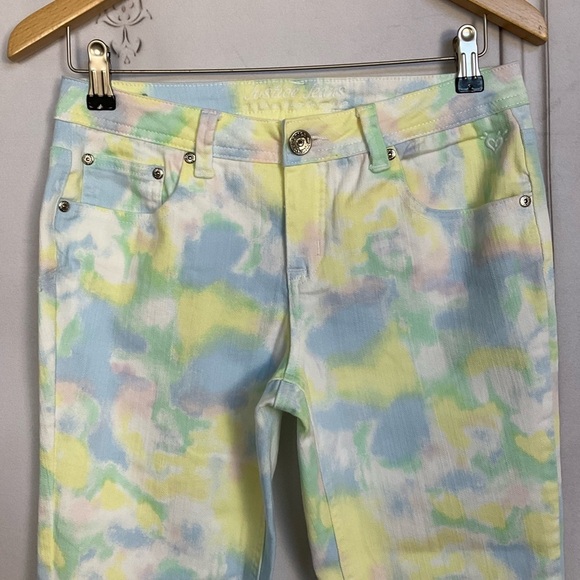 Justice Jeans Young Girls Pastel Colorful Tie Dye Jeans Plus Size 14 1/2 Denim - Picture 2 of 5